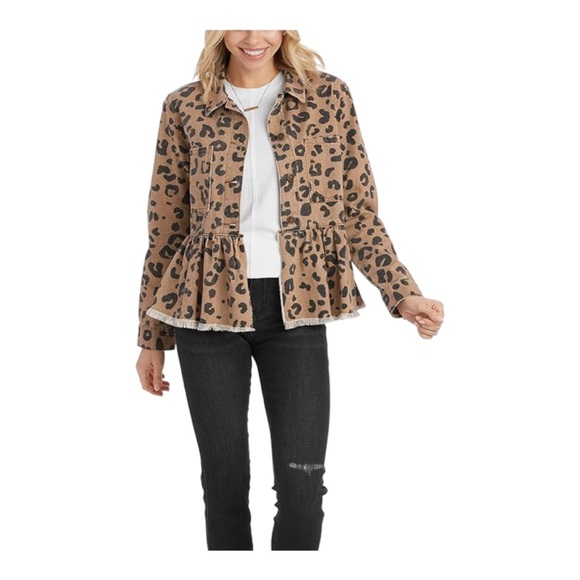 Mud Pie Jackets & Blazers - Mud pie Sz Large Leopard Peplum Jacket NWT